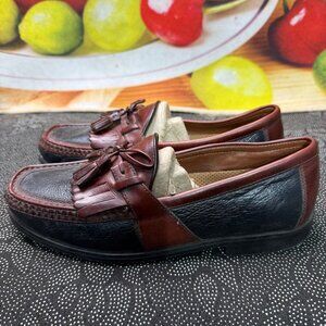 Johnston & Murphy Mens Tassel Loafers 8M Brown & Black Leather Slip-On Shoes